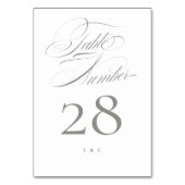 Numéro De Table Élégant gris classique sur Mariage de calligraphie (Dos)