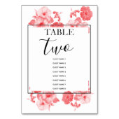 Numéro De Table Elégant Hibiscus Aquarelle Mariage Nom d'invité (Dos)
