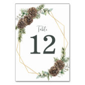Numéro De Table Elégant hiver Aquarelle Verdure Pine Mariage (Dos)