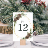 Numéro De Table Elégant hiver Aquarelle Verdure Pine Mariage