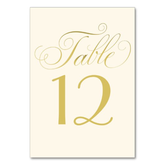Numéro De Table Élégant ivoire et or Calligraphie Mariage de scrip (Dos)