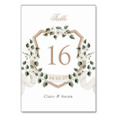 Numéro De Table Élégant Ivy Greenery Floral White Crest Mariage (Dos)