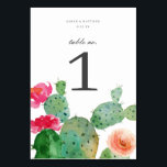 Numéro De Table Elégant jardin de Cactus | MARIAGE<br><div class="desc">Cette carte de numéro de table mariage présente un magnifique cactus en fleurs jumelé à une typographie élégante. C'est le choix idéal pour un mariage rustique mais élégant. Cette conception est coordonnée avec notre Elegant Watercolor Cactus faire-part de mariage suite. Voir ci-dessous pour plus de pièces dans ce design!</div>