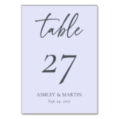Numéro De Table Élégant Lavande avec Mariage personnalisé gris (Par défaut)