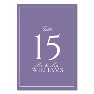 Numéro De Table Élégant Lavender Lavender Classic Script Mariage