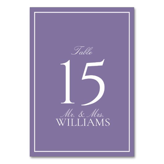 Numéro De Table Élégant Lavender Lavender Classic Script Mariage (Dos)