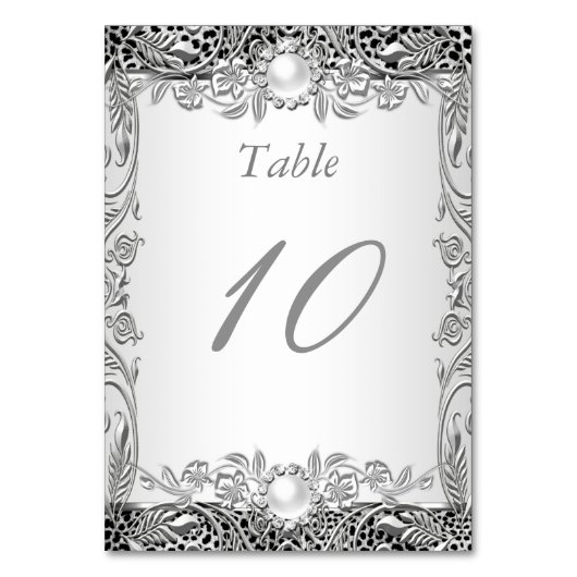Numéro de Table Elégant Léopard Argent Perle (Par défaut)