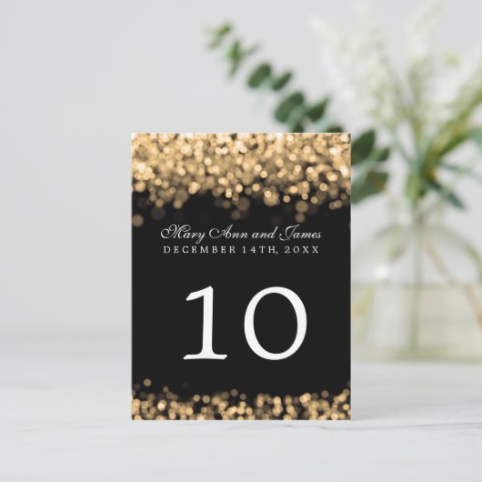 Numéro de table élégant lumières dorées (Debout devant)