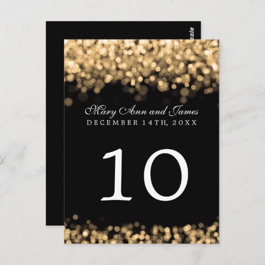 Numéro de table élégant lumières dorées (Devant / Derrière)