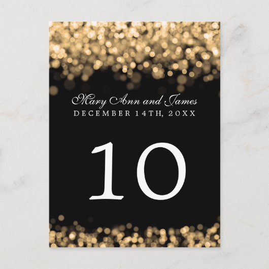 Numéro de table élégant lumières dorées (Devant)