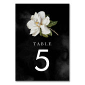 Numéro De Table Élégant Magnolia Mariage noir et blanc (Dos)