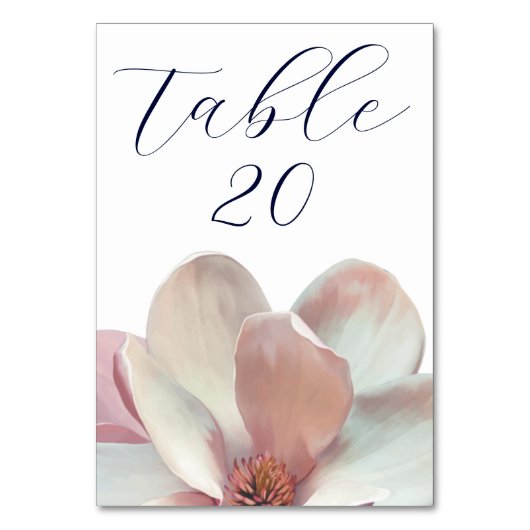 Numéro De Table Élégant Magnolia Mariage rose et blanc (Par défaut)