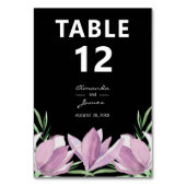 Numéro De Table Elégant Magnolia violet Aquarelle Florale (Dos)