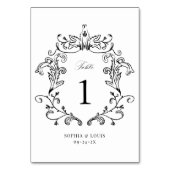 Numéro De Table Élégant Mariage baroque Vintage (Dos)