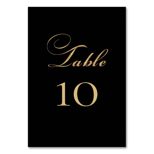 Numéro De Table Élégant Mariage Black Gold (Dos)
