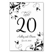 Numéro De Table Élégant Mariage Black White (Dos)