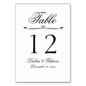Numéro De Table Élégant Mariage blanc et noir (Dos)