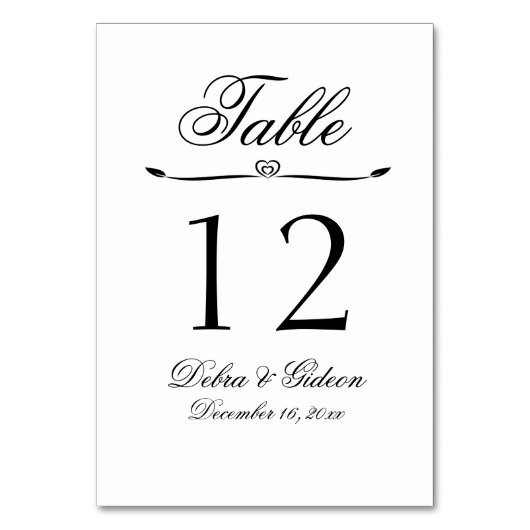 Numéro De Table Élégant Mariage blanc et noir (Par défaut)