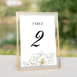 Numéro De Table Élégant Mariage blanc Magnolia<br><div class="desc">Belle carte de numéro de table de mariage d'inspiration méridionale avec une fleur magnolia dessinée à la main associée à une typographie chic.</div>