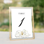 Numéro De Table Élégant Mariage blanc Magnolia<br><div class="desc">Belle carte de numéro de table de mariage d'inspiration méridionale avec une fleur magnolia dessinée à la main associée à une typographie chic.</div>