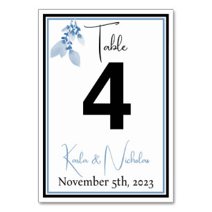 Numéro De Table Élégant Mariage blanc, noir et bleu