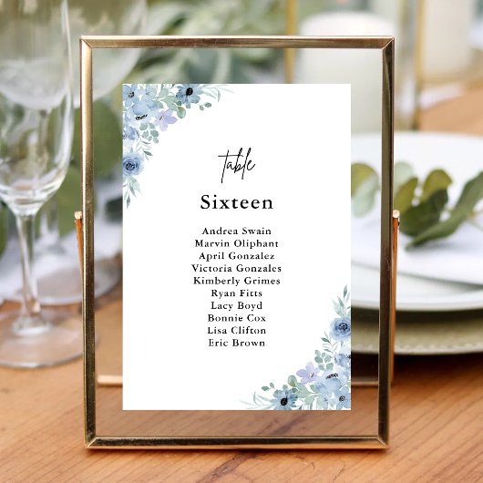 Numéro De Table Elégant Mariage bleu bleu bleu bleu floral