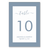 Numéro De Table Elégant Mariage bleu Dusty (Dos)