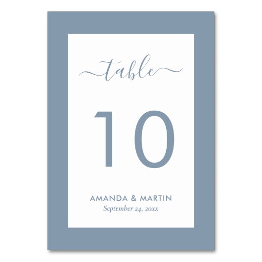 Numéro De Table Elégant Mariage bleu Dusty (Par défaut)