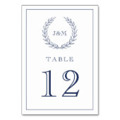 Numéro De Table Élégant Mariage bleu marine (Dos)