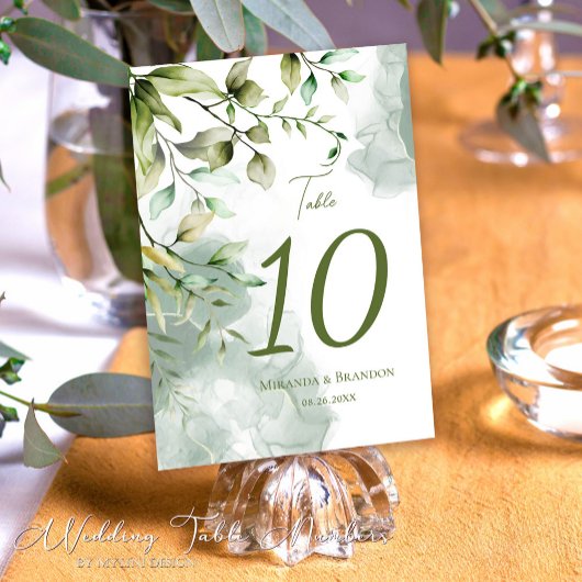 Numéro De Table Élégant Mariage botanique Eucalyptus Foliage