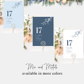 Numéro De Table Élégant Mariage Botanique Minimal Bleu
