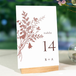 Numéro De Table Élégant Mariage Botanique Rose Poussiéreux