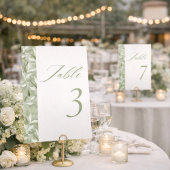 Numéro De Table Élégant mariage botanique vert sauge