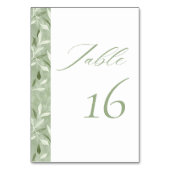 Numéro De Table Élégant mariage botanique vert sauge (Dos)