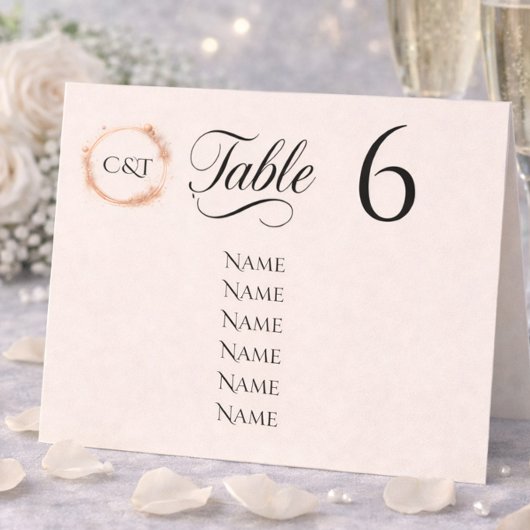 Numéro De Table Élégant mariage calligraphie script scintillement 