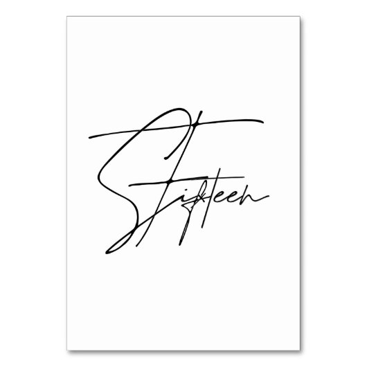 Numéro De Table Élégant Mariage calligraphique Tableau 16 Numéro d (Dos)