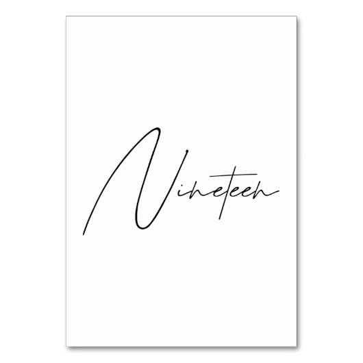 Numéro De Table Élégant Mariage calligraphique Tableau 19 Numéro d (Dos)