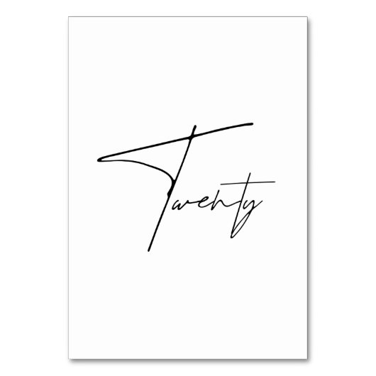 Numéro De Table Élégant Mariage calligraphique Tableau 20 Numéro d (Par défaut)