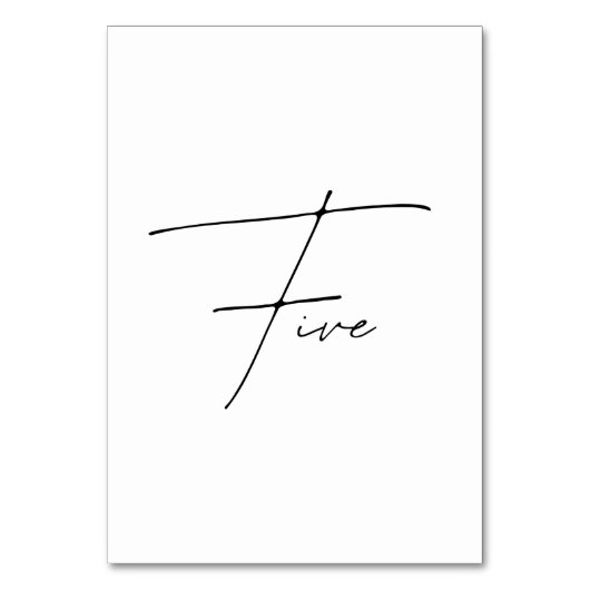 Numéro De Table Élégant Mariage calligraphique Tableau 5 Numéro de (Dos)
