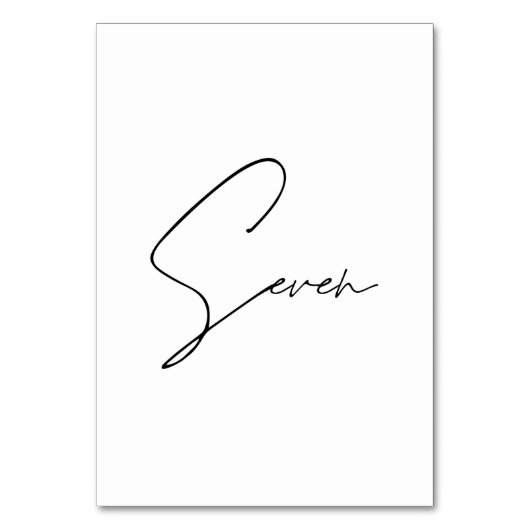 Numéro De Table Élégant Mariage calligraphique Tableau 7 Numéro de (Dos)