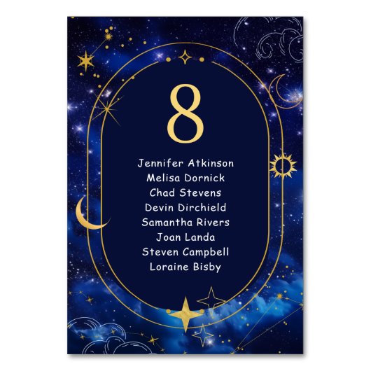 Numéro De Table Élégant mariage céleste bleu (Dos)