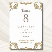 Numéro De Table Élégant Mariage chrétien baroque orné
