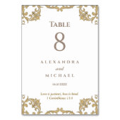 Numéro De Table Élégant Mariage chrétien baroque orné (Dos)