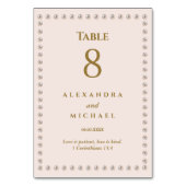 Numéro De Table Elégant Mariage chrétien perle rose beige (Dos)
