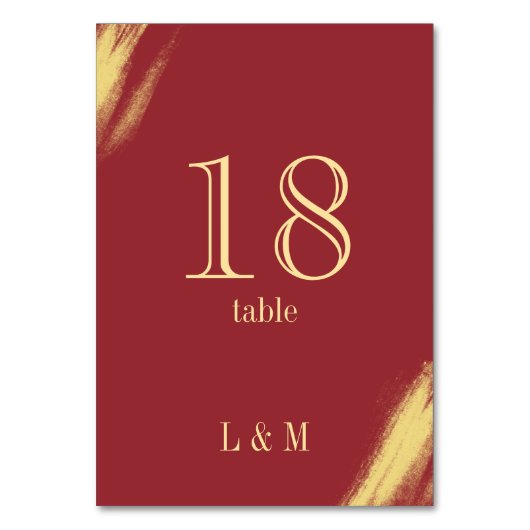 Numéro De Table Élégant Mariage classique d'or rouge antique (Dos)