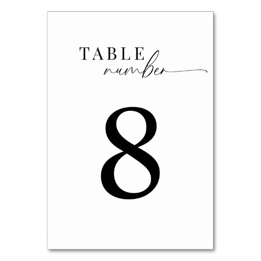 Numéro De Table Élégant Mariage classique noir et blanc (Dos)