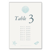 Numéro De Table Élégant mariage coquillage côtier (Dos)