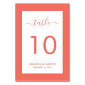 Numéro De Table Élégant Mariage corallien (Dos)