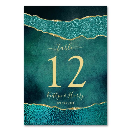 Numéro De Table Élégant Mariage d'âge Turquoise & Or (Par défaut)