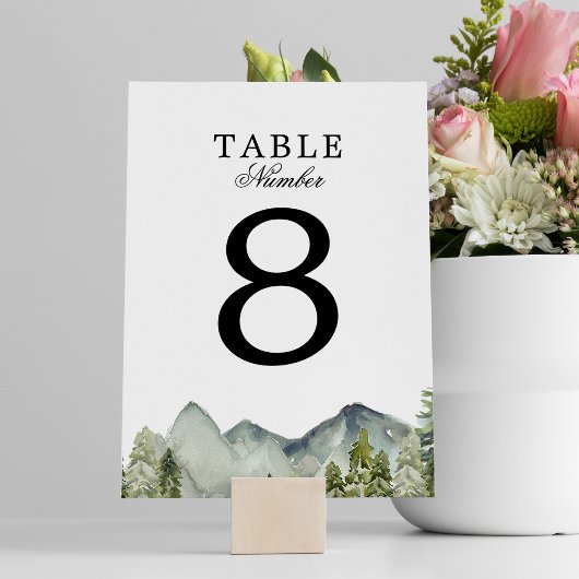 Numéro De Table Élégant Mariage d'aquarelle classique de la forêt 
